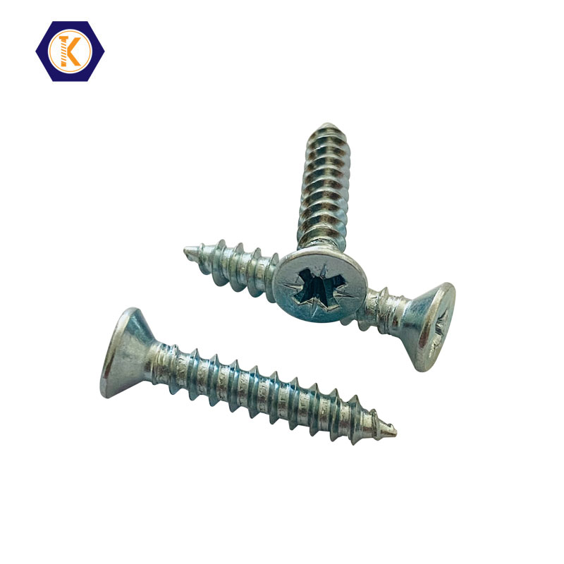 Flat Pozi Head Wood Screw Zinc Plated