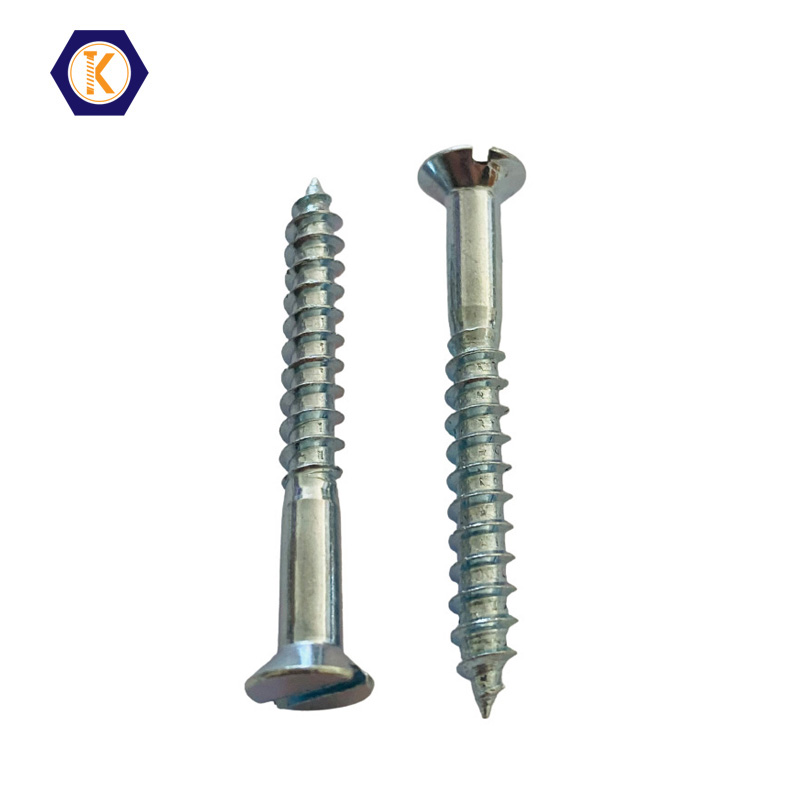 Flat Slotted Head Wood Screw Zinc Plated